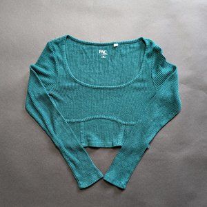 PAC Cropped Green Scoop Sweater size : XS